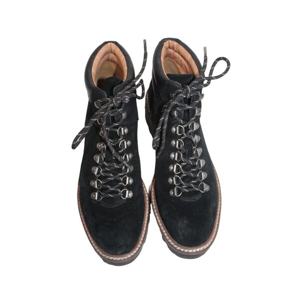 Madewell Citywalk Lugsole Hiker Boot Lace Up Bootie Black Suede Leather Size 8 - Picture 2 of 10